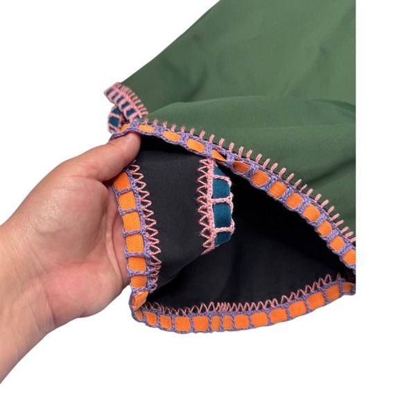 Platinum Swimwear PilyQ Olive Crochet Trim One Piece Small Trendy Vacation - Picture 2 of 6